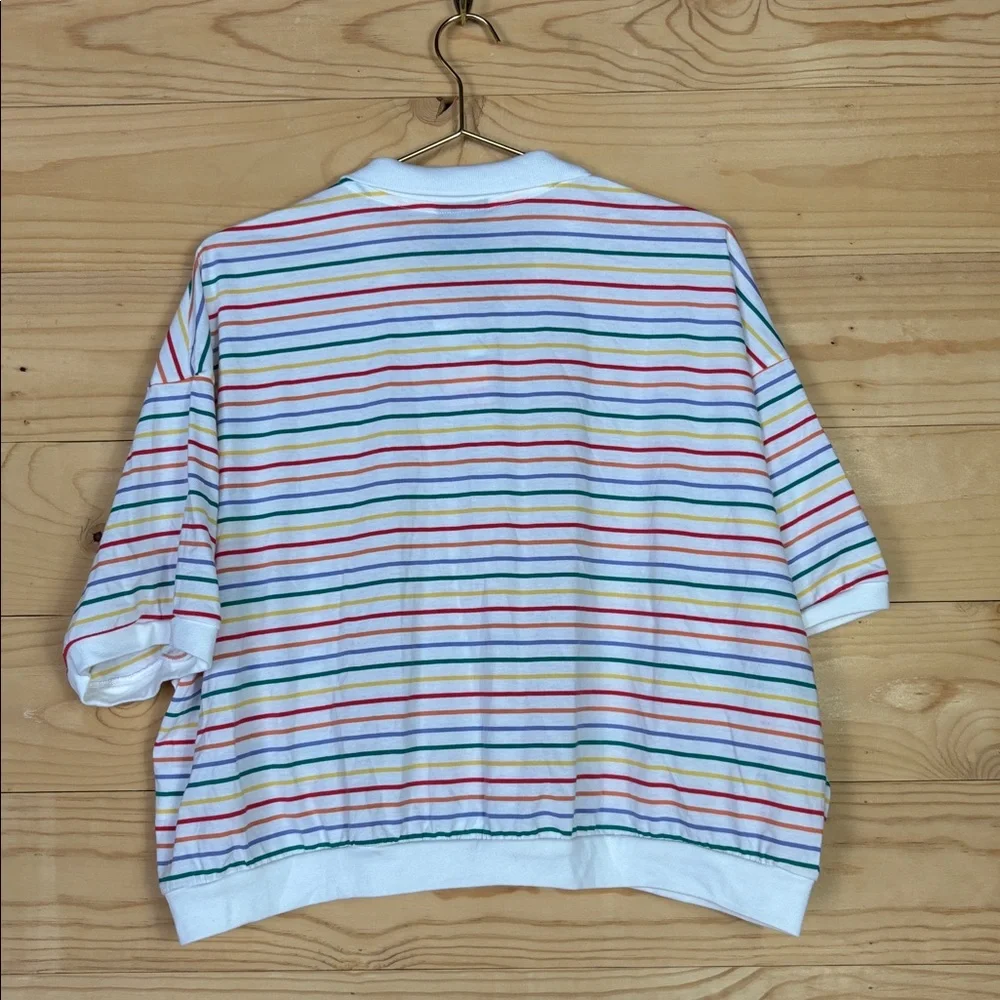 NWT Nike Rainbow‎ multi stripe cropped polo